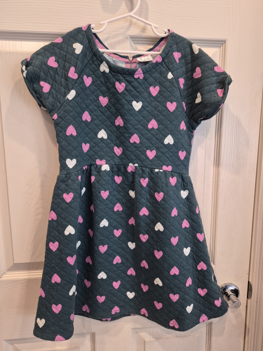 Gymboree Teal Quilted Dress with Pink & White Hearts